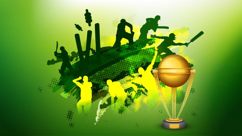 Cricket World Cup, Illustration, 5K, 8K, Green background, Wallpaper