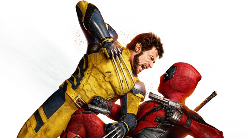 Deadpool & Wolverine, 8K, 2024 Movies, 5K, Hugh Jackman, White background, Wallpaper