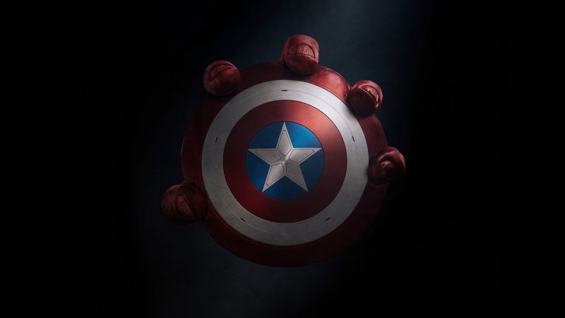 Captain America: Brave New World, 2024 Movies, Captain America's shield, 5K, 8K, Dark background, Wallpaper