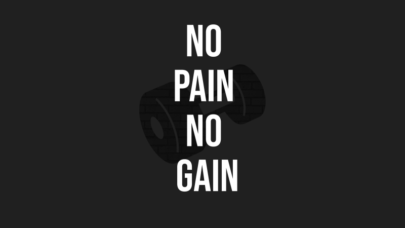 No pain No gain, Monochrome, Motivational quotes, 5K, Dark background, Minimalist, Gym, Dumbbell workout, Wallpaper