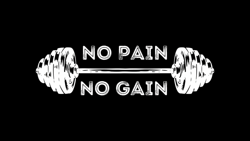 No pain No gain, Gym, Motivational quotes, 5K, Black background, AMOLED, Minimalist, Wallpaper