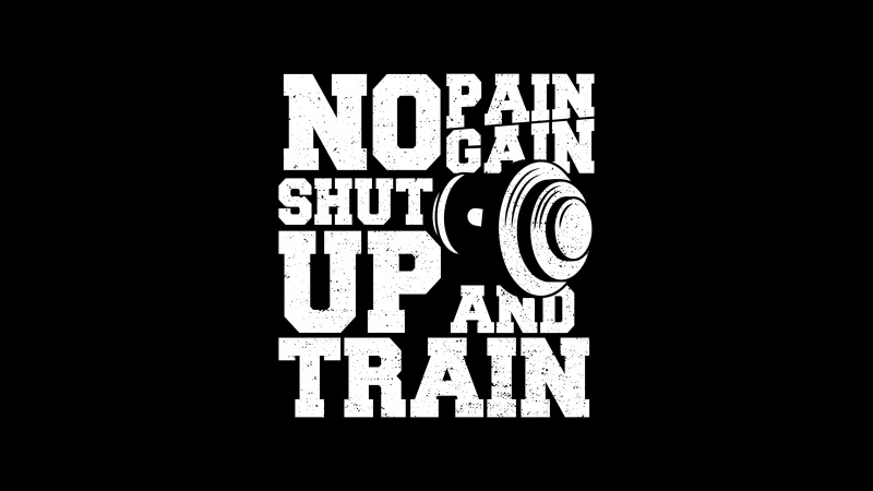 No pain No gain, Weight training, 5K, Inspirational quotes, Motivational quotes, Black background, 5K, Wallpaper