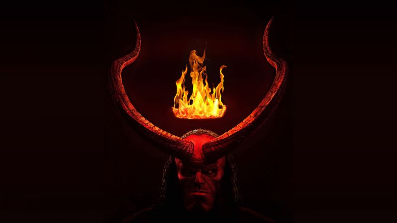 Hellboy, 5K, Movie poster, Dark background, Superhero, Wallpaper