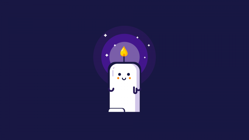 Kawaii, Candle, Minimalist, Purple background, Kawaii face, Wallpaper