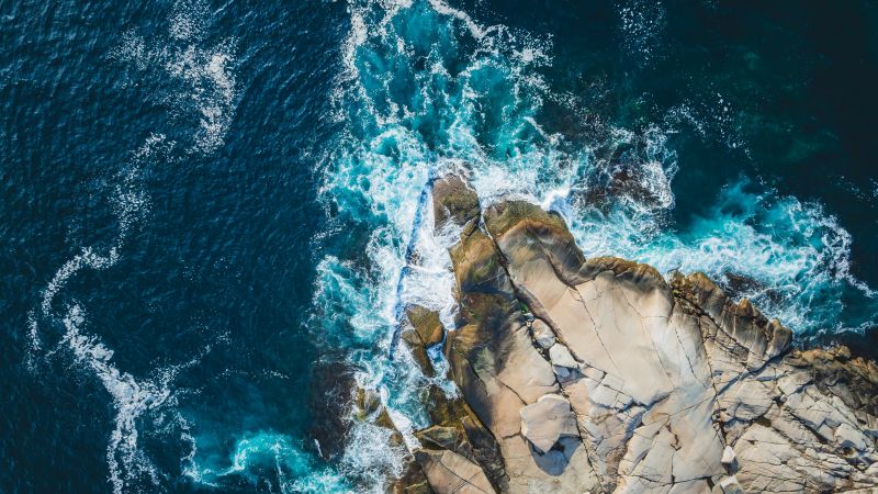 Peggy's Cove, Seascape, Aerial view, St Margarets Bay, Atlantic Ocean, Nova Scotia, North America, 5K, Wallpaper