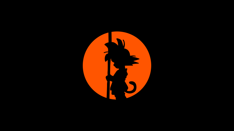Son Goku, Silhouette, Black background, AMOLED, Dragon Ball, 5K, 8K, 12K, Wallpaper
