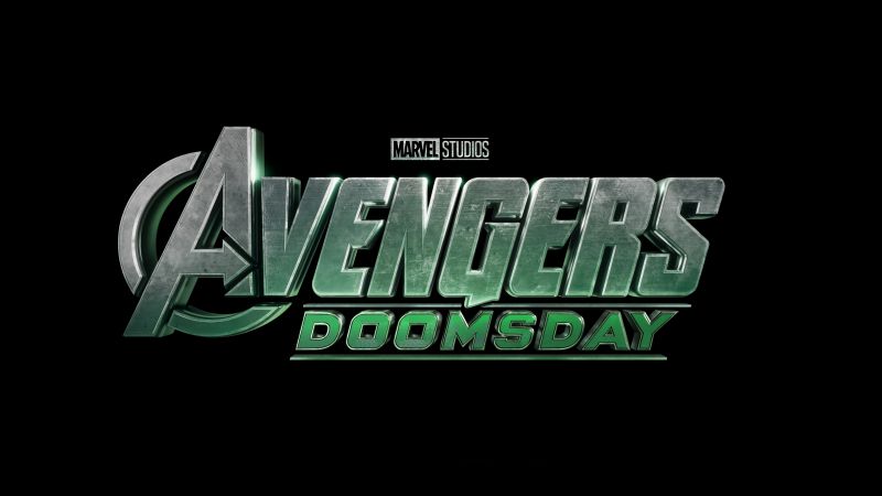 Avengers: Doomsday, Logo, Black background, 2026 Movies, 5K, 8K, Wallpaper