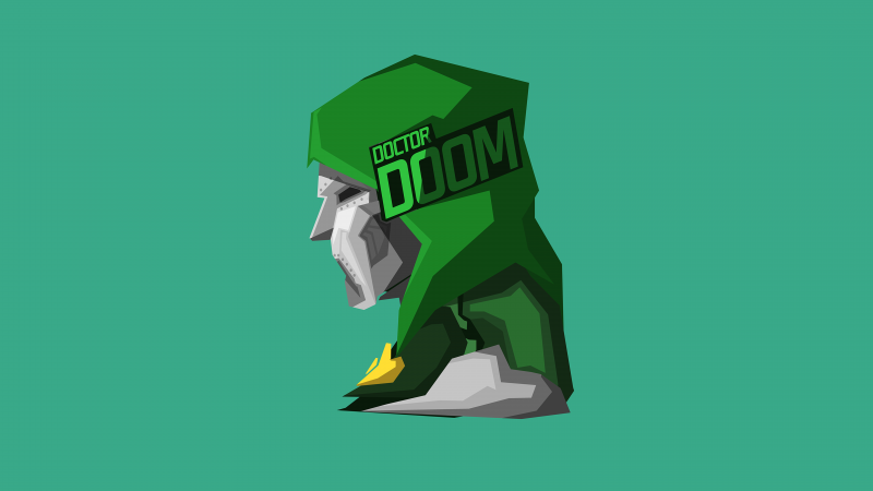 Doctor Doom, Minimalist, 8K, Supervillain, Marvel Comics, 5K, Green aesthetic