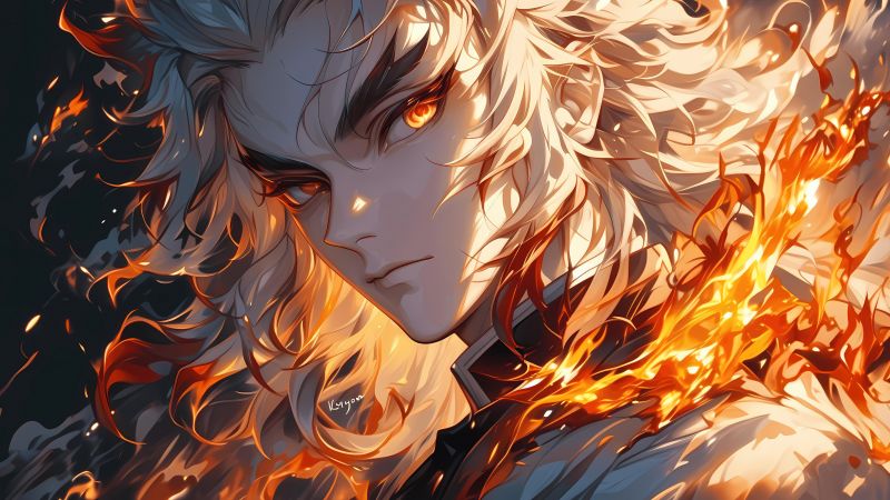 Kyojuro Rengoku, Dope, Demon Slayer: Kimetsu no Yaiba, Fire, 5K