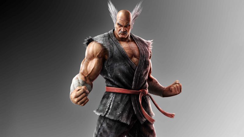 Heihachi Mishima, 8K, Tekken 7, Grey background, 5K