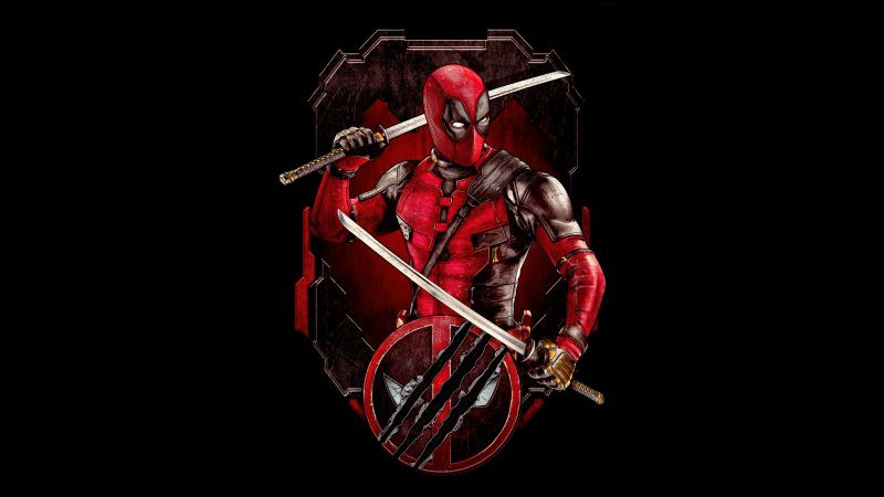 Deadpool & Wolverine, Deadpool, Movie poster, Black background, 8K, AMOLED, 5K, 2024 Movies