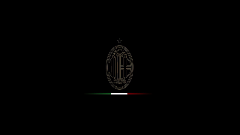 AC Milan, Minimal logo, 5K, Black background, AMOLED, Wallpaper