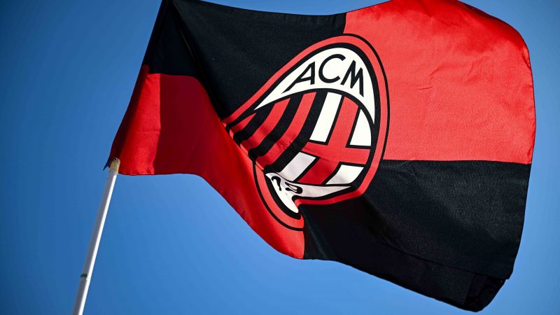 AC Milan, Flag, 8K, Football club, UEFA Champions League, 5K, Wallpaper