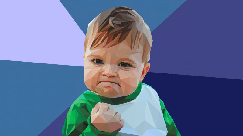 Success, Meme, Cute kid, 5K, Funny, Low poly