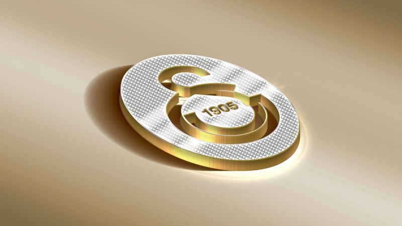 Galatasaray, Logo, 3D background, 5K, Turkish sports club, Football club, Golden background