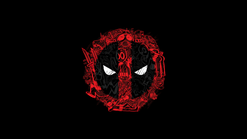 Deadpool, Black background, Marvel Superheroes, 5K, AMOLED