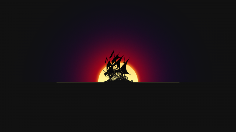 Pirate ship, Silhouette, Dark background, Sunset, Wallpaper