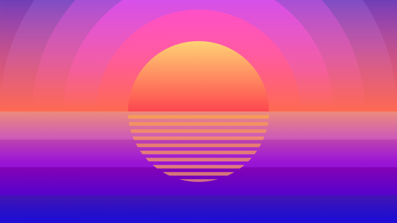 Summer, Sunset, Pop Art, 5K, Reflection, Colorful gradients, Colorful background