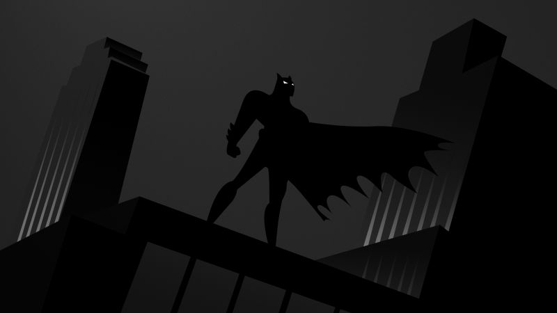 Batman, Monochrome, Silhouette, 5K, Gotham, Dark theme, Wallpaper