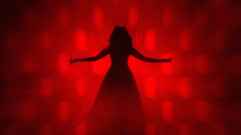 Scarlet Witch, Silhouette, Red background, 5K, Wallpaper