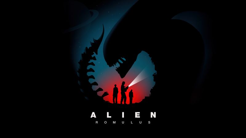 Alien: Romulus, Poster, 8K, Black background, 2024 Movies, 5K