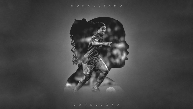 Ronaldinho, Monochrome, Brazilian Football Player, 5K