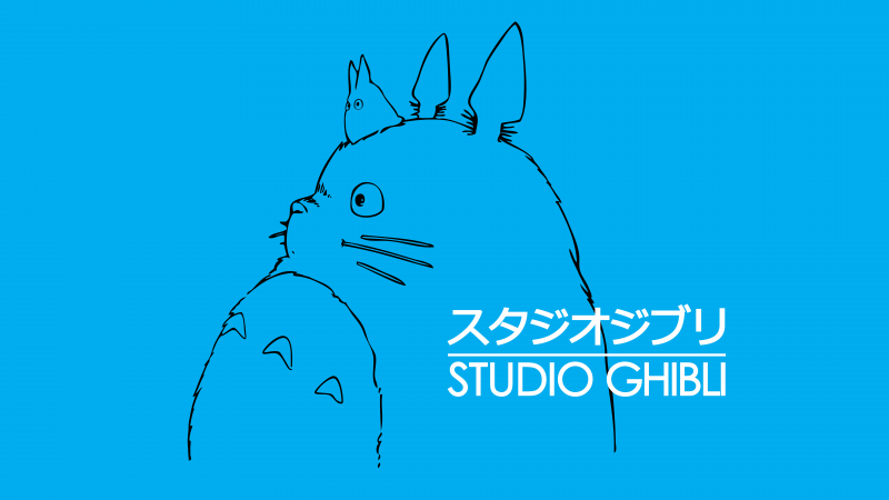 Studio Ghibli, Totoro, 5K, 8K, Blue aesthetic, Minimalist, Blue background