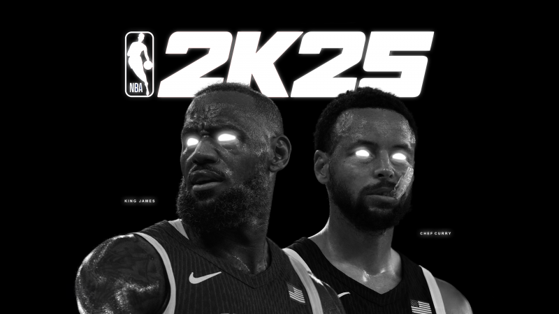 NBA 2K25, Monochrome, LeBron James, Stephen Curry, Black background, AMOLED, 2024 Games