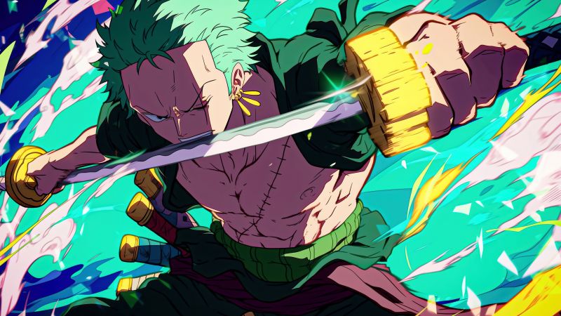 Roronoa Zoro, Action, 5K, Sword, Katana, One Piece, Wallpaper