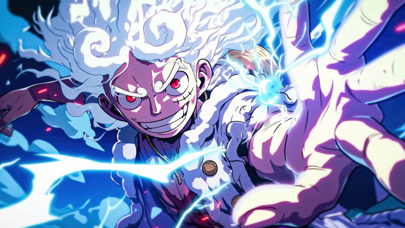 Gear 5, Luffy, Artwork, 5K, Sun God Nika, Wallpaper