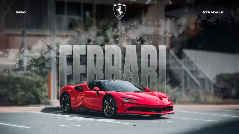 Ferrari SF90 Stradale, Poster, Red cars, Sports cars, 5K