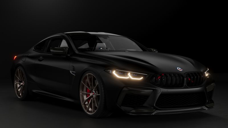 BMW M8 Gran Coupe, Dark aesthetic, Performance car, Dark background, Wallpaper