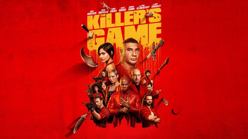 The Killer's Game, 2024 Movies, 5K, Red background, Dave Bautista, Wallpaper