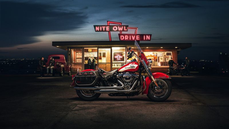 Harley-Davidson Hydra-Glide, 8K, Classic bikes, 5K, Night, Wallpaper