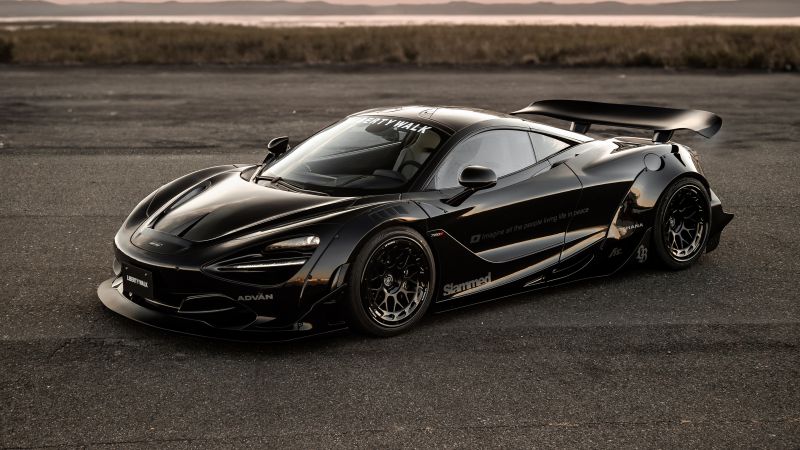 McLaren 720S, Black cars, 5K, Wallpaper