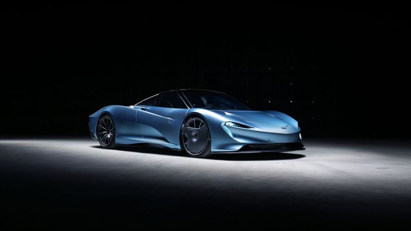 McLaren Speedtail, Dark background, Hybrid sports car, Wallpaper