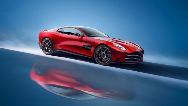 Aston Martin Vanquish, 2024, 5K, 8K, Blue background, Super Sports Cars