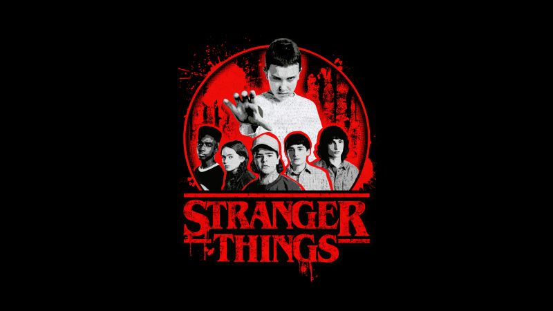 Stranger Things, AMOLED, Poster, 5K, Black background, Netflix series, Wallpaper