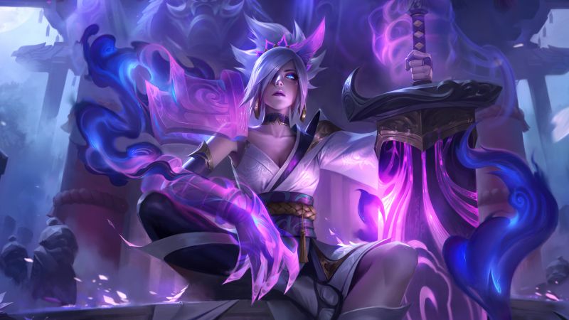 Spirit Blossom Riven, League of Legends, Riven, Purple aesthetic, Wallpaper