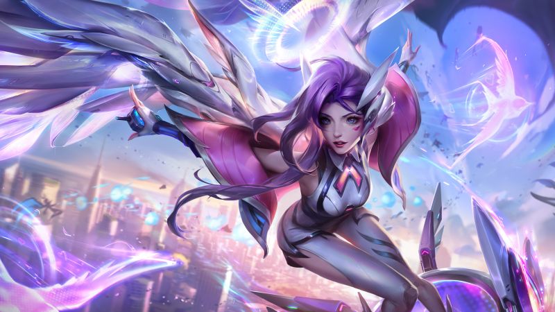 Battle Dove Seraphine, League of Legends, Seraphine, Purple aesthetic, Wallpaper