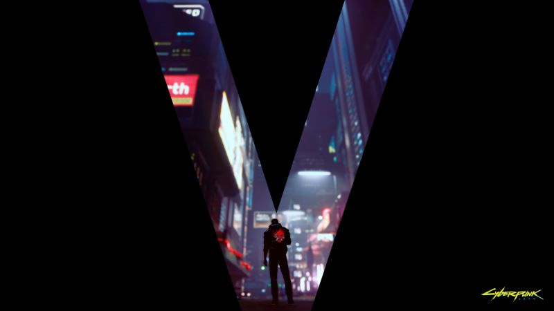 V (Cyberpunk), Poster, Cyberpunk 2077, Dark background, 5K, Game poster, Video Game