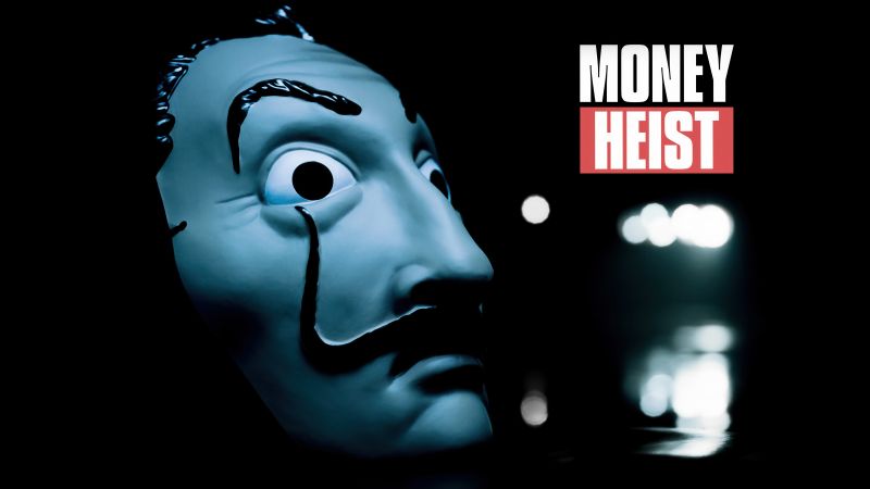 Money Heist, Dali Mask, 5K, Dark background, Wallpaper