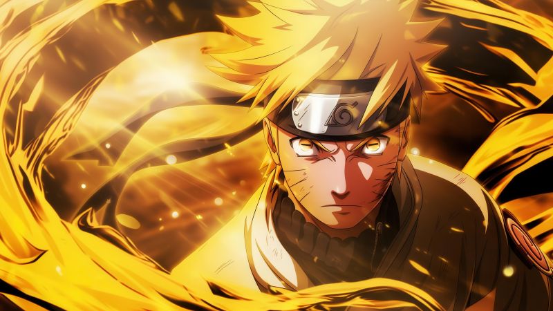 Naruto Uzumaki, Fierce, Yellow aesthetic, Powerful, 5K, Wallpaper