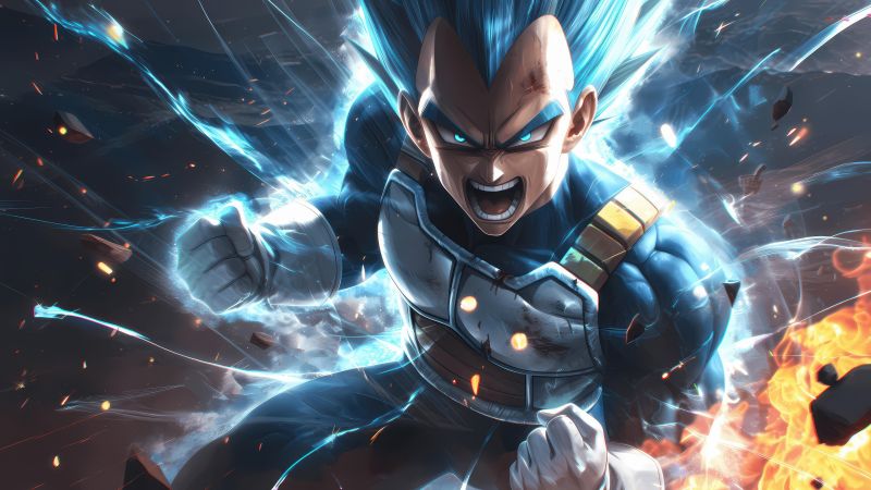 Vegeta, Angry, Dragon Ball, 5K, AI art, Wallpaper