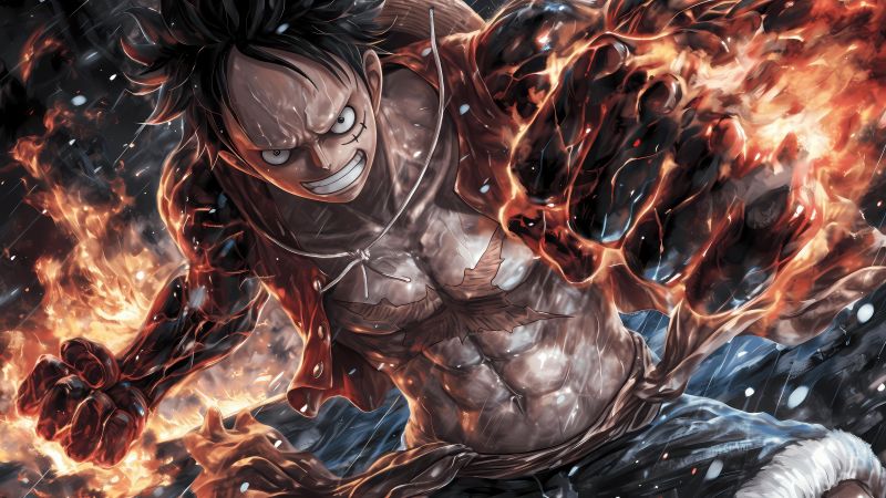 Monkey D. Luffy, Dramatic, Sun God Nika, 5K, One Piece, Wallpaper