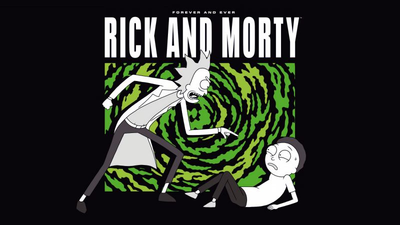 Rick and Morty, Black background, Rick Sanchez, Morty Smith, AMOLED, 5K, 8K, Wallpaper