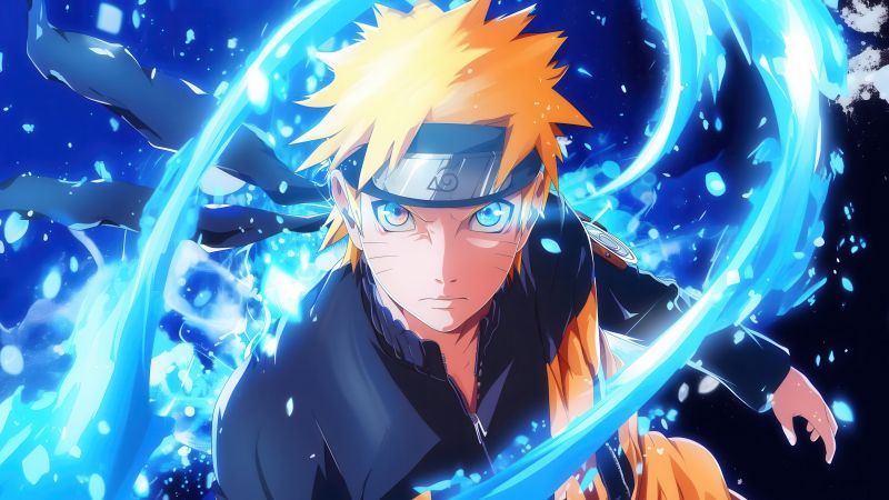 Naruto Uzumaki, Aesthetic, 5K, Blue background, Wallpaper