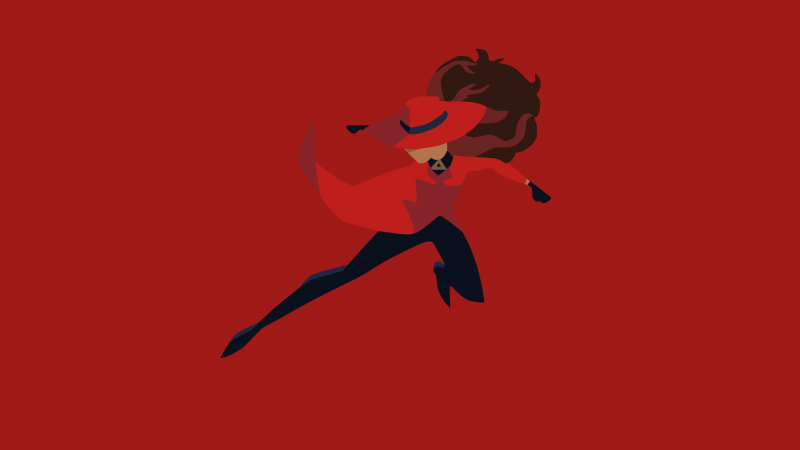 Carmen Sandiego, Minimalist, Red background, 5K, Wallpaper