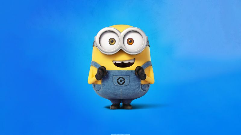 Minion, Cartoon, Blue background, Despicable Me