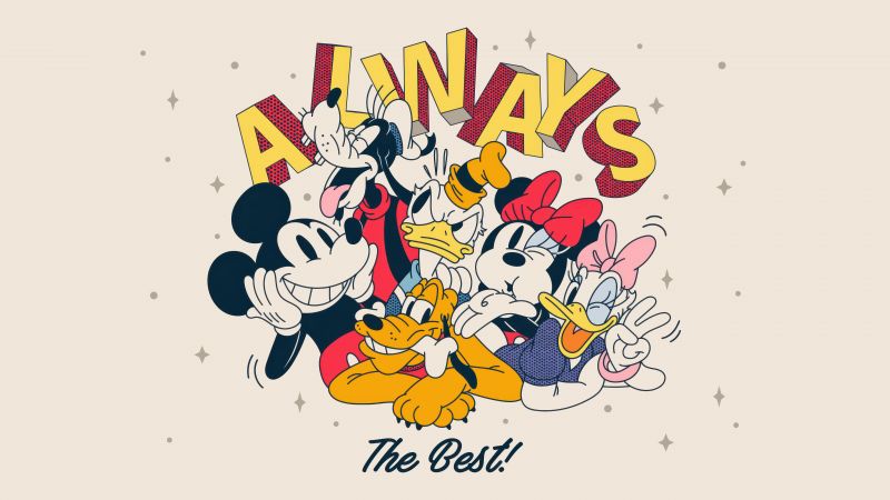 Mickey Mouse, Friends, Best friends, 5K, Goofy, Pluto, Minnie Mouse, Donald Duck, Daisy Duck, Cartoon, Disney, Wallpaper